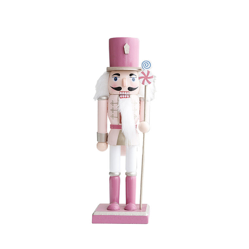 Walnut solid wood soldier puppet ornament Christmas decoration 26CM macaron color creative ornament