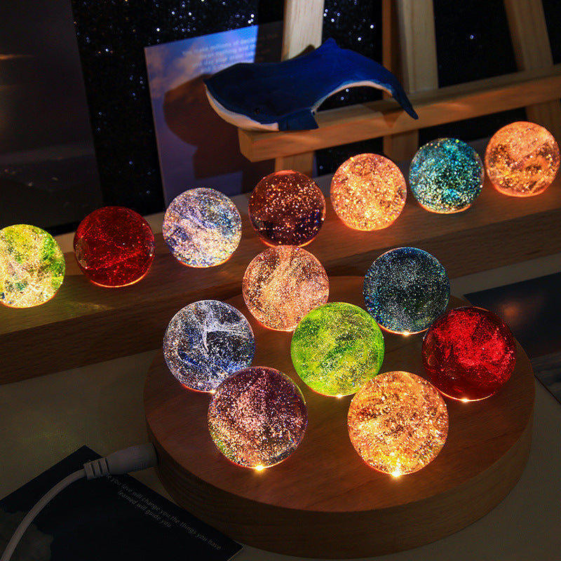Colorful glass beads dragon beads glowing crystal balls desktop home decor ornaments birthday gifts small night lights