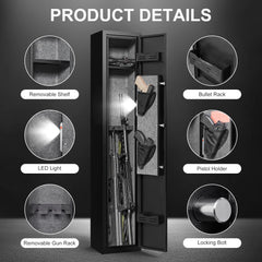 5 gun safes with 3 pistol pockets, quick access biometric adjustable heavy-duty gun rack mounted gun safes