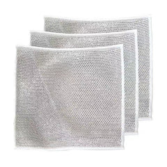 Steel Wire Dishcloth for Home Use, Non-Greasy Steel Wool Scrubbing Cloth, Kitchen Cleaning Cloth, Easy to Clean Silver Wire Rag