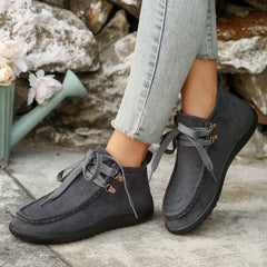 Lace-up Suede Single Shoes for Women Thick Sole Cloth Shoes
