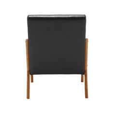COOLMORE modern style chair, solid wood cushion lounge armchair with a pillow (black PU)