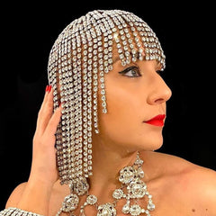Big diamond tassel headwear water diamond full diamond temperament ethnic style hat
