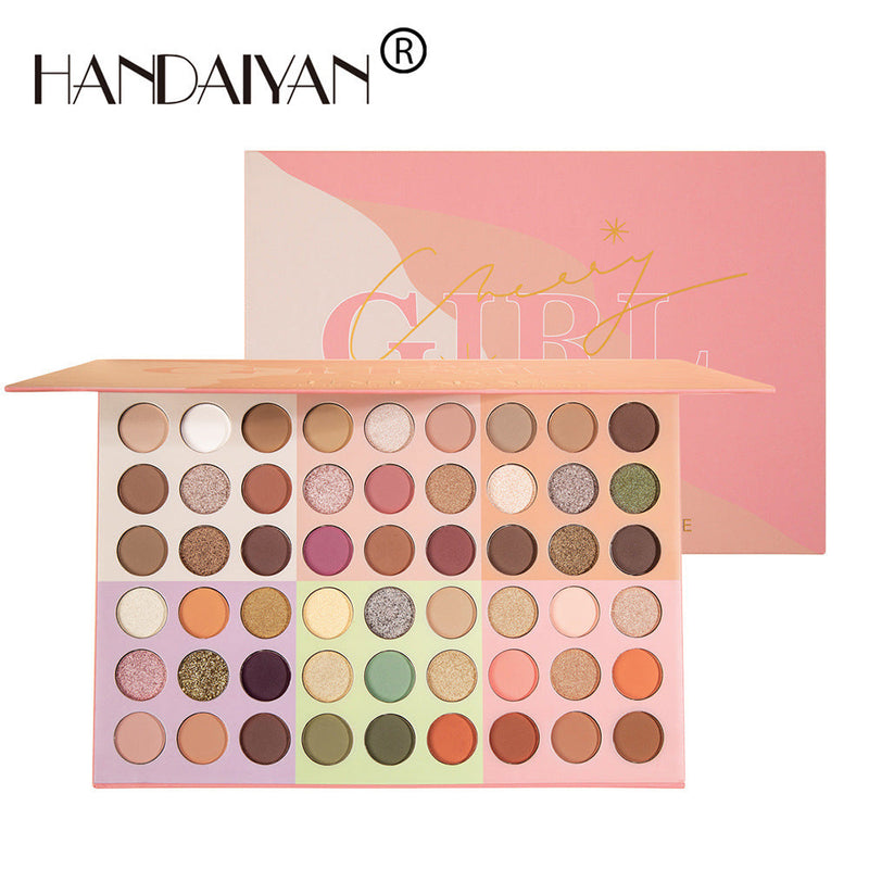 HANDAIYAN Popular 54 Color Eyeshadow Palette Earth Color Pearlescent Matte Glitter Powder Eye Shadow