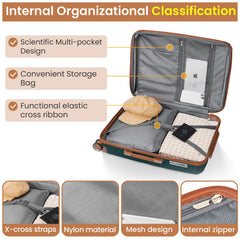 Luggage set of 4 pieces (14/20/24/28) with 4 360 degree silent rotating wheels made of PP material and durable TSA lock