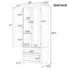 Tall Storage Cabinet with Two Drawers for Bathroom/Office, Black