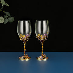 Iris enamel carved red wine glass high footed glass home gift set wine glass