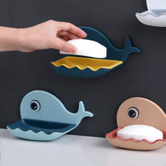 Whale Shape Free Punch Soap Rack Bathroom Drain Soap Box Toilet Soap Rack Wall-Mounted Rack