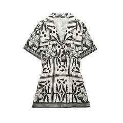 Versatile woven Cuban collar jumpsuit shorts