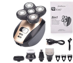 Multifunctional 5-Head Shaver Rechargeable Razor Water Washing Bald Head Machine Five-In-One Razor