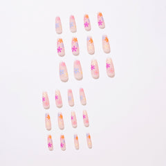 Pastoral Series Rainbow Sunflower Wearing Nail Enhancement Finished Products Fake Nail Enhancement Patch Nail Patch Removable Nail Patch