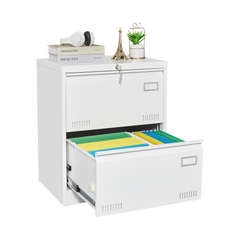 Horizontal file cabinet, 2 drawers, white file cabinet with lock, metal file cabinet with lock, 3 drawers, legal office cabinet