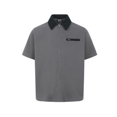 Men's contrasting collar casual short sleeved shirt