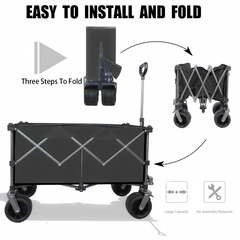 Collapsible Folding Wagon Push Pull Foldable Beach Wagon Cart