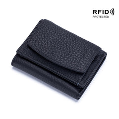 Small wallet women's genuine leather Japanese style fabric RFID coin bag wallet mini wallet short