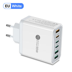 Fast charging mobile phone charger standard PD55W QC3.0+PD25W 3PD+3USB travel charging head
