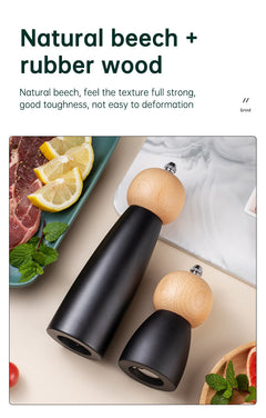Kitchen Adjustable Coarseness Wood Pepper Grinder Mill Wooden Manual Sea Ceramic Grinding Mechanism Salt Mill
