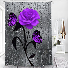 Hot HD Digital Printing Polyester Waterproof Polyester Flower Bathroom Hotel Shower Curtain