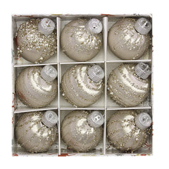 Christmas balls, silk balls, winding balls, painted balls, 8cm, 9pcs, boxed Christmas decorations