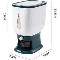 10Kg Rice Dispenser Storage Container Sealed Grain Cereal Dispenser Storage Box with Lid Measuring Cylinder