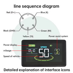 Waterproof color LCD meter H6C for e-bikes, SM/weatherproof connector, smart e-bike screen with USB.