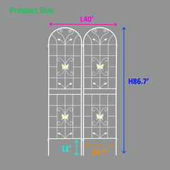 2 Pack Metal Garden Trellis 86.7" x 19.7" Rustproof Trellis for Climbing Plants Outdoor Flower Support Cream White