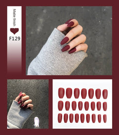 Nail Art Fake Nails Stiletto Tips Clear Press on Long False with Glue Coffin Stick Display Full Cover Artificial Designs Matte