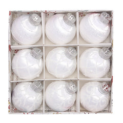 Christmas balls, silk balls, winding balls, painted balls, 8cm, 9pcs, boxed Christmas decorations