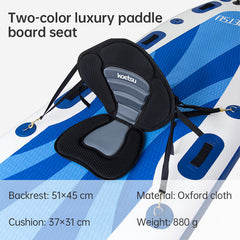 Adjustable padded seat for kayaks, paddleboards, canoes, with backrest, suitable for kayak, canoe, rafts, fishing.