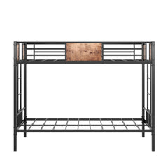 Bunk Bed Twin Over Twin Size Metal Bunk Bed with Ladder and Full-Length Guardrail Metal Bunk Bed Black