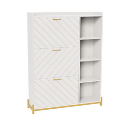 Shoe Cabinet with 3 Flip Drawers & Open Shelves, Modern Entryway Shoe Storage Cabinet Slim, Narrow Hidden Shoe Rack for Heels