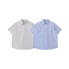 Striped pocket short sleeved shirt