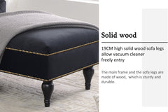 58 inch velvet lounge chair, button cluster right arm lounge chair with nail head decoration and solid wood legs