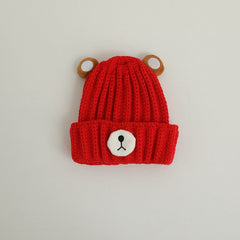 Autumn and winter children warm knitted hat cute bear candy color woolen hat Korean male and female baby warm hat trend