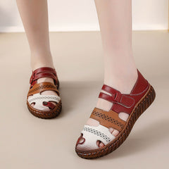 Cowhide mom sandals for women non slip cowhide sole soft sole genuine leather women's shoes flat bottom