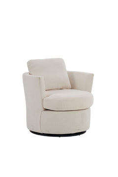Rotating bucket chair living room comfortable circular sofa chair 360 degree rotating bucket club chair armchair (beige)