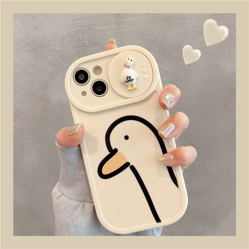 Net Red Duck for Apple 13 Mobile Phone Case Push Window iPhone14promax Women's 11/12 Silicone Soft Cover X
