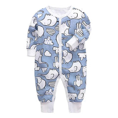 Newborn Footed Pajamas Zipper Girl and Boy Romper Long Sleeve Jumpsuit Cotton Solid White Fashion 0-24 Months Baby Clothes