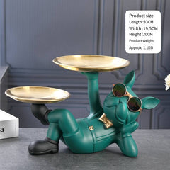 Creative Wealth Dog Ornament Entrance Key Storage Tray Desktop Candy Plate Home Decoration