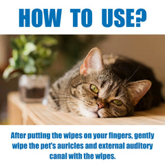 Pet Finger Wipes, Ear Care Finger Cover Ear Wax Ear Mite Cleaning Care