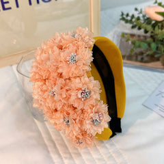 Flower series fashionable wide edge handmade fabric headband headband for women