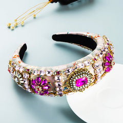 Hair Hoop Baroque Court Style Heavy Industry Full Drill Hoop Thickened Sponge Embroidery Wide-Brimmed Prom Hair Accessories