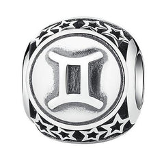 BAMOER 925 Sterling Silver Aquarius Star Sign Zodiac Beads Charms fit Bracelets PSC048