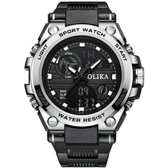 Men's dual display waterproof electronic watch, outdoor sports timing multifunctional quartz electronic watch, shock resistant student watch