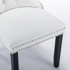 A&A Furniture Nikki Collection Modern High-end Tufted Solid Wood Contemporary PU 2-Pcs Set White+Light Blue