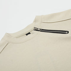 Zipper Design Heavyweight Short Sleeve T-Shirt Men's Loose Round Neck Half Sleeve Tee