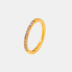 Zircon fine ring stackable accessory niche and simple titanium steel PVD plated ring for women