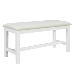 TOPMAX Farmhouse 6-Piece Trestle Dining Table Set with Upholstered Dining Chairs and Bench  59inch, White