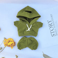 17cm Vinyl Macaron Plush Keychain Pulling Cloth Pendant Labubu Doll for Hoodie Pants Set