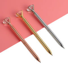 21Color Kawaii Ballpoint Pen Big Gem Metal Ball Pen With Large Diamond Blue And Black Magical Pen Fashion School Office Supplies